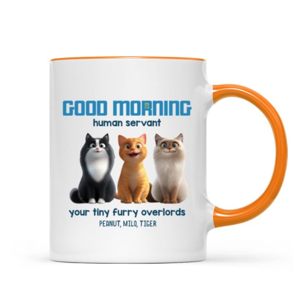 Good Morning Human Servant Personalized Mug, Unique Gift for Cat Mom Cat Dad