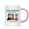 Good Morning Human Servant Personalized Mug, Unique Gift for Cat Mom Cat Dad