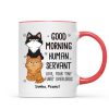 Good Morning Human Servant Stacked Cats Funny Gift For Cat Lover Personalized Mug