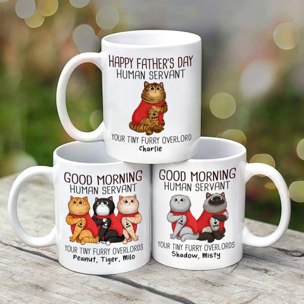 Good Morning Human Servant Tattoo Cat Personalized Mug