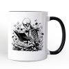 Gothic Reading Skeleton Personalized Mug, Floral Halloween Gift with Custom Name