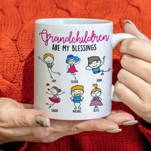 Grandchildren Are My Blessings- Personalized Coffee Mug- Gifts For Grandma- Gifts For Grandpa- Grandparents Coffee Mug