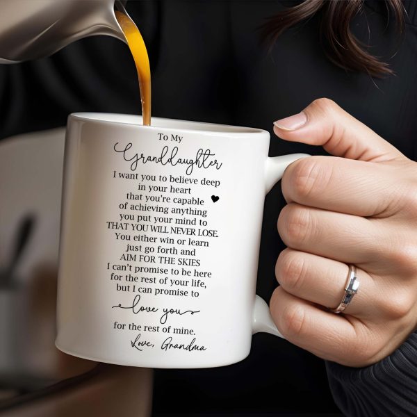 Granddaughter Believe In Yourself Heartfelt Pansy Mug - Personalized Custom Coffee Mug - GDT018_MG