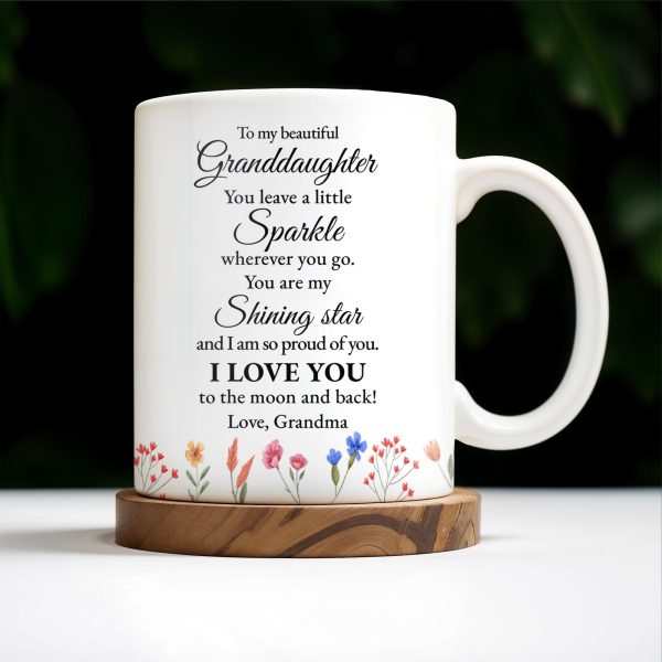 Granddaughter You Are My Shining Star Love Message With Pansy Flowers - Personalized Custom Coffee Mug - GDT187_MG