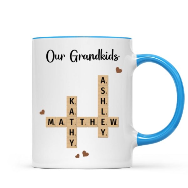 Grandkids Crossword Puzzle Art Personalized Mug, Gift For Grandma, Gift For Mom