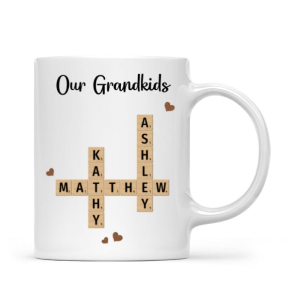 Grandkids Crossword Puzzle Art Personalized Mug, Gift For Grandma, Gift For Mom