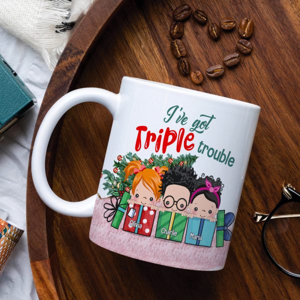 Grandkids Little Trouble, Personalized White Mug, Gift From Little Troublemakers