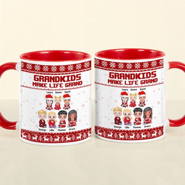Grandkids Make Life Grand, Personalized Accent Mug, Cute Grandkids Coffee Mug, Gift For Grandma