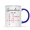 Grandma Est. Grandkids Names Crossword Puzzle Art Personalized Mug