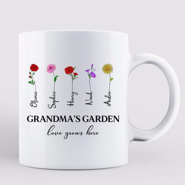 Grandma Garden Love Grows Here Gift For Grandma Personalized Mug