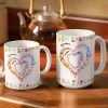 Grandma Mom Crystal Hearts - Personalized White Edge-to-Edge Mug