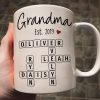 Grandma Mom Est. Crossword Puzzle Art Personalized Mug