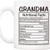 Grandma Nutritional Facts Coffee Mug Funny Gift for Grandma from Granddaughter Grandson, Mothers Day Birthday Christmas Gift for Grandma