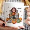 Grandma Sitting On Chair Pumpkins Personalized Mug