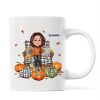 Grandma Sitting On Chair Pumpkins Personalized Mug