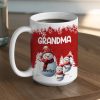 Grandma's Christmas Mug with Snowman Family, Cute Red Winter Scene, Durable Ceramic, Warm Morning Coffee, Creative Gift