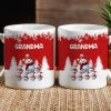 Grandma's Christmas Mug with Snowman Family, Cute Red Winter Scene, Durable Ceramic, Warm Morning Coffee, Creative Gift