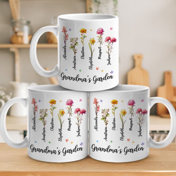 Grandma's Garden - Family Personalized Custom Mug - Gift For Grandma