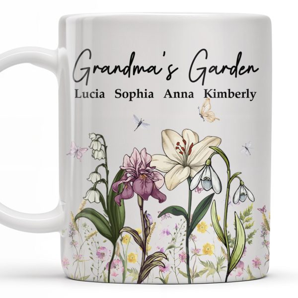 Grandma's Garden, Flowers and Butterflies - Personalized Custom Coffee Mug - GRM072_MG