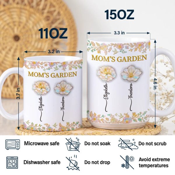 Grandma's Garden Nacre Effect Birth Flower - Personalized White Edge-to-Edge Mug