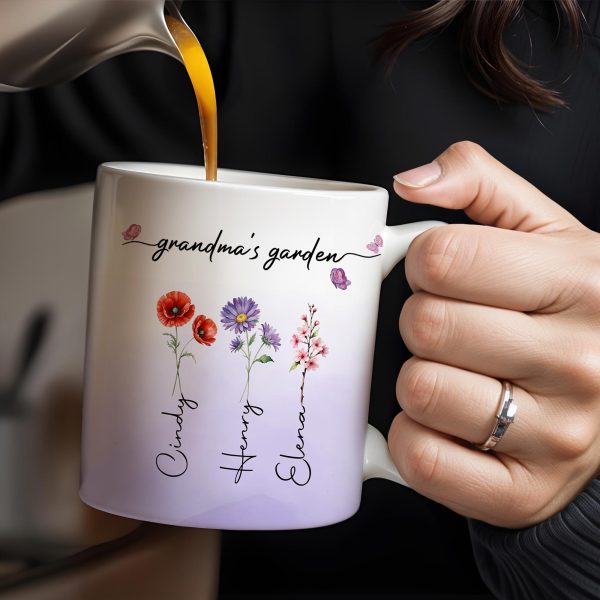 Grandma's Garden Personalized Colorful Flowers Mug - Personalized Custom Coffee Mug - GRM036_MG