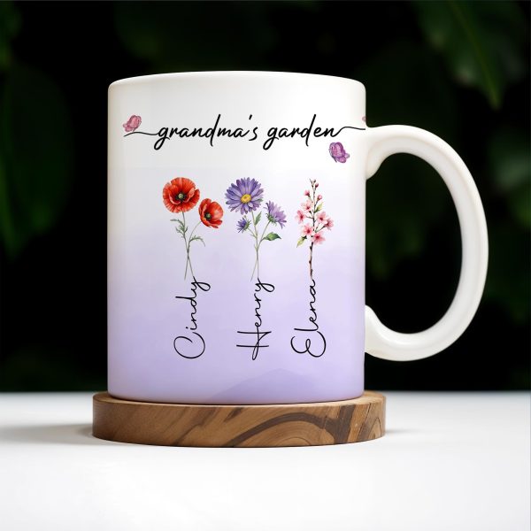 Grandma's Garden Personalized Colorful Flowers Mug - Personalized Custom Coffee Mug - GRM036_MG