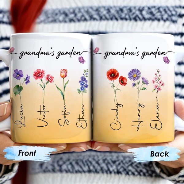 Grandma's Garden Personalized Colorful Flowers Mug - Personalized Custom Coffee Mug - GRM036_MG