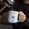 Grandma's Garden Toile Birth Flower - Personalized White Edge-to-Edge Mug