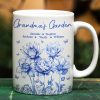 Grandma's Garden Toile Birth Flower - Personalized White Edge-to-Edge Mug
