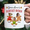 Grandma's Perfect Batch Cute Grandkids Photo Gingerbread Christmas Personalized Mug