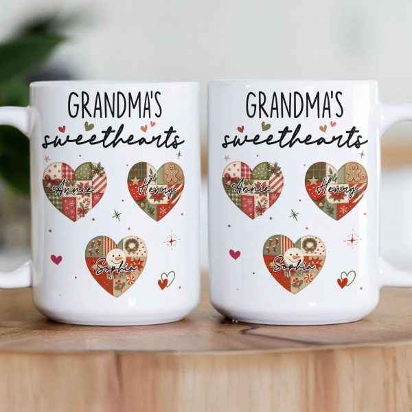 Grandma's Sweethearts Patchwork Print - Personalized Mug