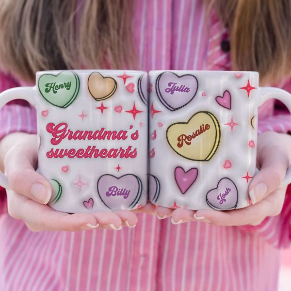 Grandma's Sweethearts Personalized 3D Inflated Effect Mug, Gift for Grandma