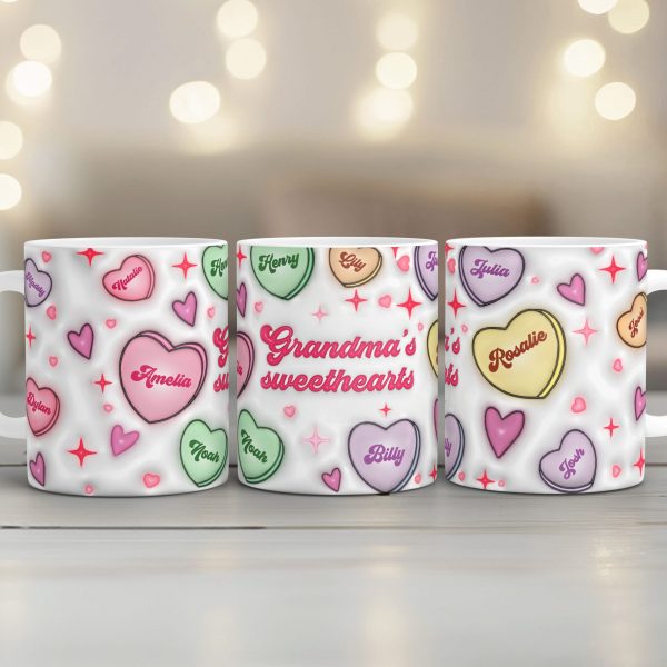 Grandma's Sweethearts Personalized 3D Inflated Effect Mug, Gift for Grandma