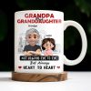 Grandpa And Granddaughter, Not Always Eye To Eye But Always Heart To Heart, Cartoon Characters and City Skyline - Personalized Custom Coffee Mug - GRP023_MG