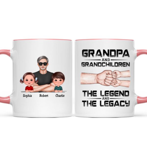 Grandpa Grandson Granddaughter, The Legend And The Legacy, Personalized Mug