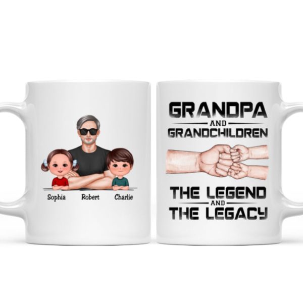 Grandpa Grandson Granddaughter, The Legend And The Legacy, Personalized Mug