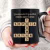 Grandparents & Grandkids Forever Linked Together Crossword Puzzle Personalized Mug, Gift For Large Family, Parent, Grandparents, Siblings, Brothers, Sisters