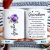 Grandson Crown Inspirational Quote With Pansy Flower Design - Personalized Custom Coffee Mug - GSN023_MG
