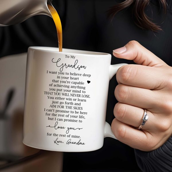 Grandson Love and Encouragement Coffee Mug With Pansy Flower - Personalized Custom Coffee Mug - GSN026_MG