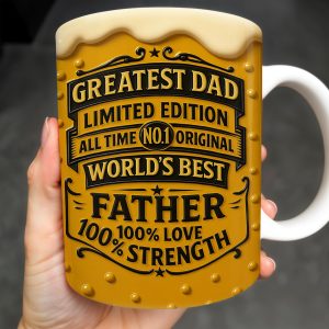 Greatest Dad, Limited Edition, All Time No.1 Original, World's Best Father, Beer Mug Design - Personalized Custom Coffee Mug - DAD129_MG