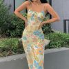 Green Floral Cami Midi Dress
