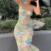 Green Floral Cami Midi Dress
