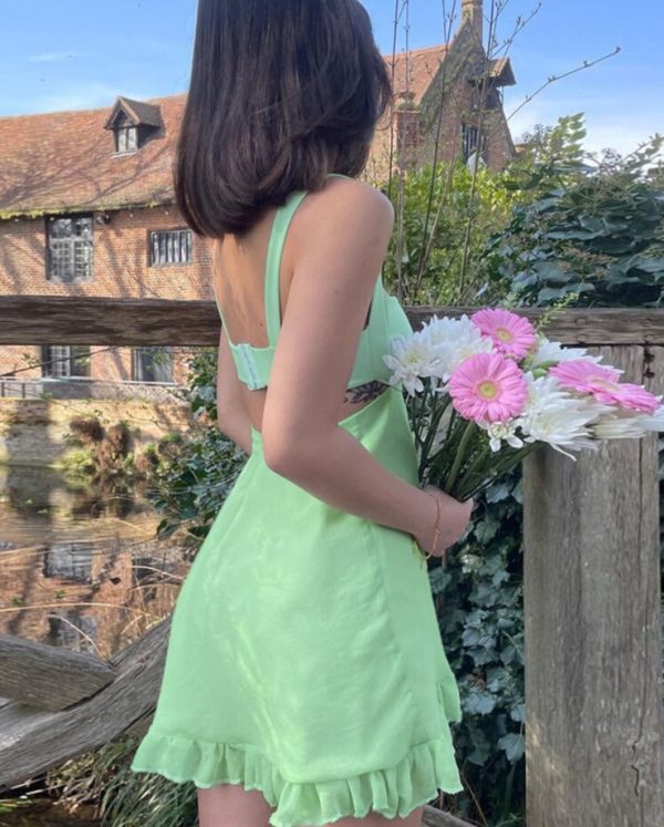 Green Frill Mini Dress