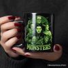 Green Retro Monsters Personalized Mug, Vintage Classic Horror Halloween Gift with Custom Name