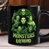 Green Retro Monsters Personalized Mug, Vintage Classic Horror Halloween Gift with Custom Name