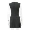 Grey Deep V-neck Sleeveless Pleated Mini Dress