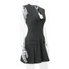 Grey Deep V-neck Sleeveless Pleated Mini Dress
