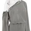 Grey Long Puff Sleeve Off-shoulder Mini Dress