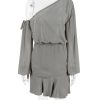 Grey Long Puff Sleeve Off-shoulder Mini Dress