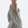 Grey Long Puff Sleeve Off-shoulder Mini Dress